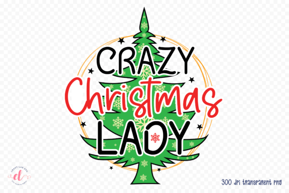Crazy Christmas Lady PNG for Crafts and Graphics
