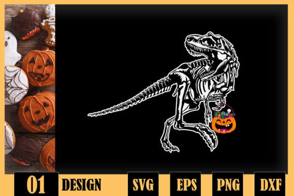 Halloween Dinosaur T Rex Skeleton Scary Graphics for Crafts