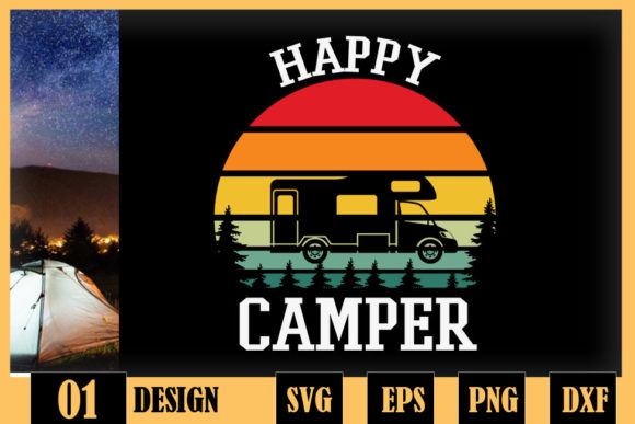 Happy Camper Lake Life Campfire Camping Graphics