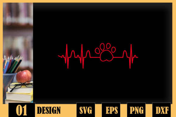 Paw Print Heartbeat Graphics for Crafts