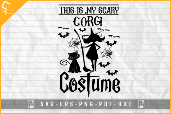 Scary Corgi Costume Graphics for Halloween Crafts